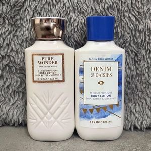 Bath and Body Works Demin and Daisies and Pure Wonder Body Lotion Bundle